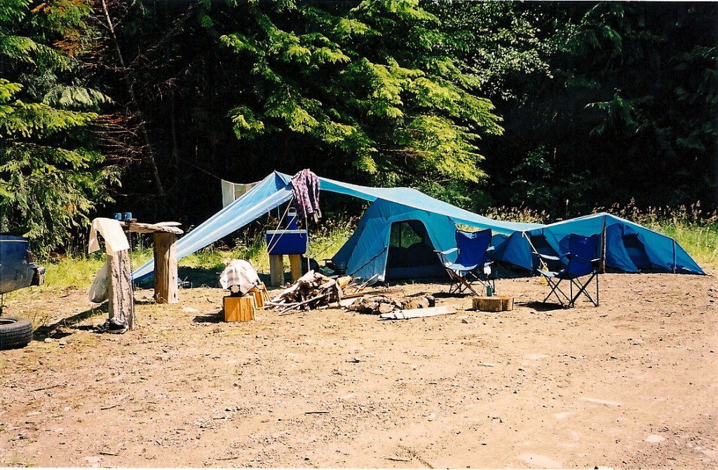 Our little camp beside the entrance road to Alice Lake Recreation Site