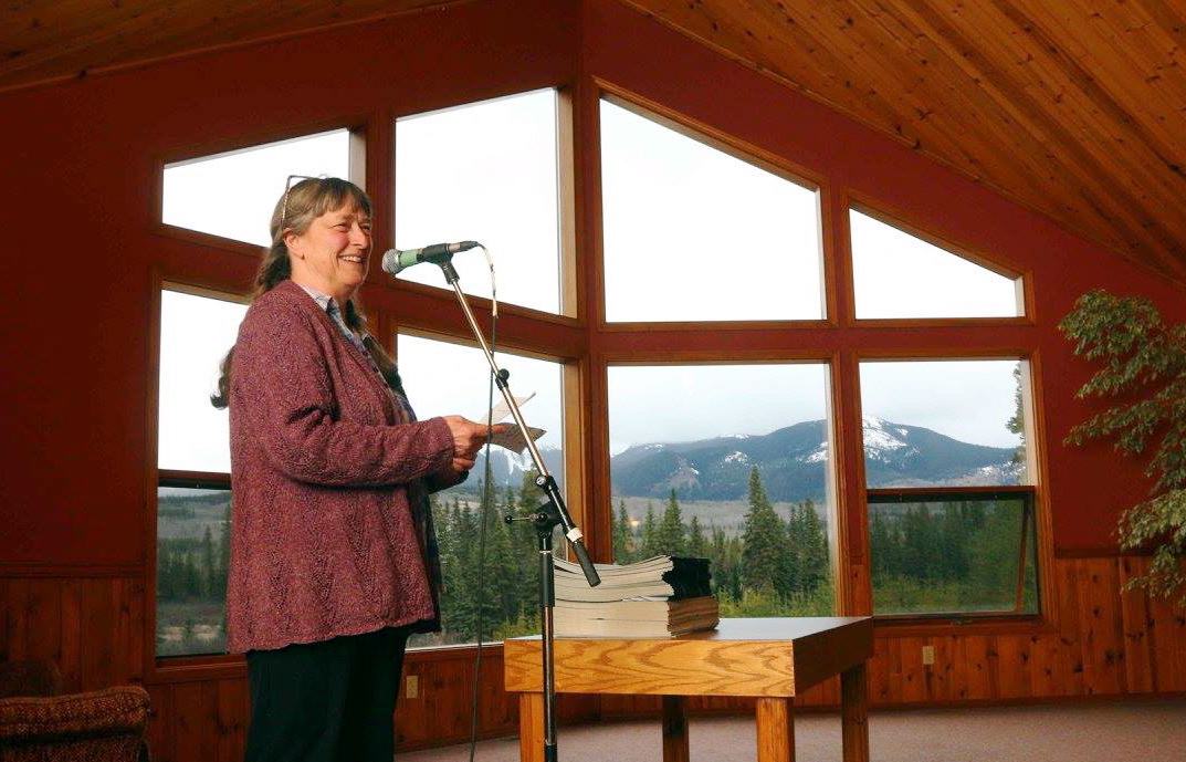 Smithers writer Sheila Peters reading from her work. Photo by Amanda Follett Hosgood